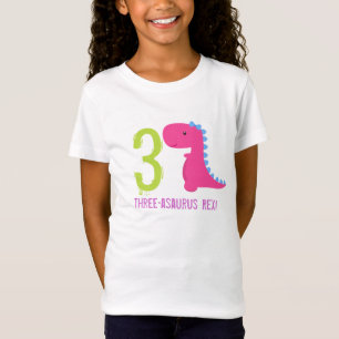 Dinossauros cor-de-rosa da menina da camisa do