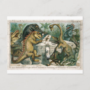 Dinossauros de cartões de Natal estudando humanos 