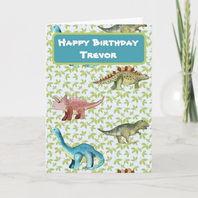 Dinossauros Desejam Um Cartão De Aniversário Feliz (Frente)
