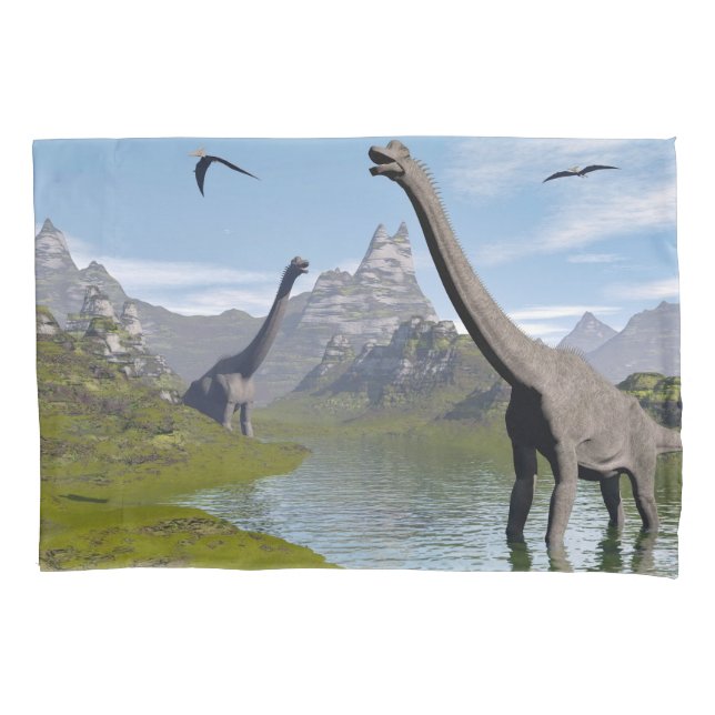 Dinossauros do Brachiosaurus na água - 3D rendem (Frente)