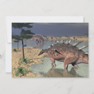 dinossauros Kentrosaurus no deserto - renderização