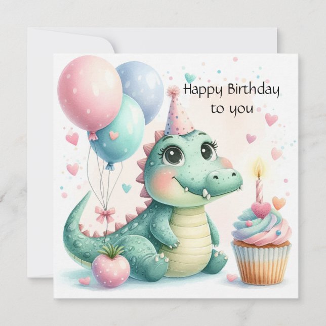 Dinozaur birthday Personalize Custom card (Frente)