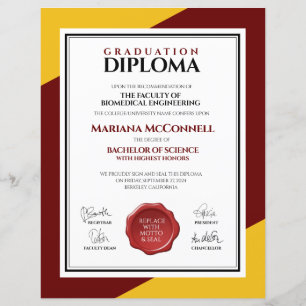 Diploma da Universidade da Escola Dourada Vermelha
