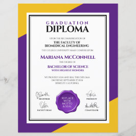 Diploma Universitário Dourado Roxo