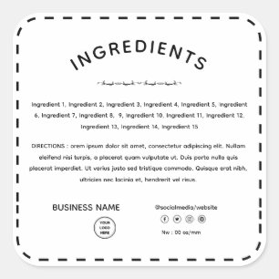 Direção do Ingrediente com Etiqueta do Produto de 