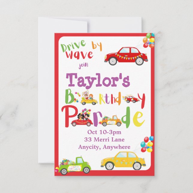 Dirigir por Cartão de Convite de Aniversário (Frente)