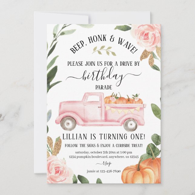 Dirigir Por Convite De Aniversário De Pumpkin (Frente)