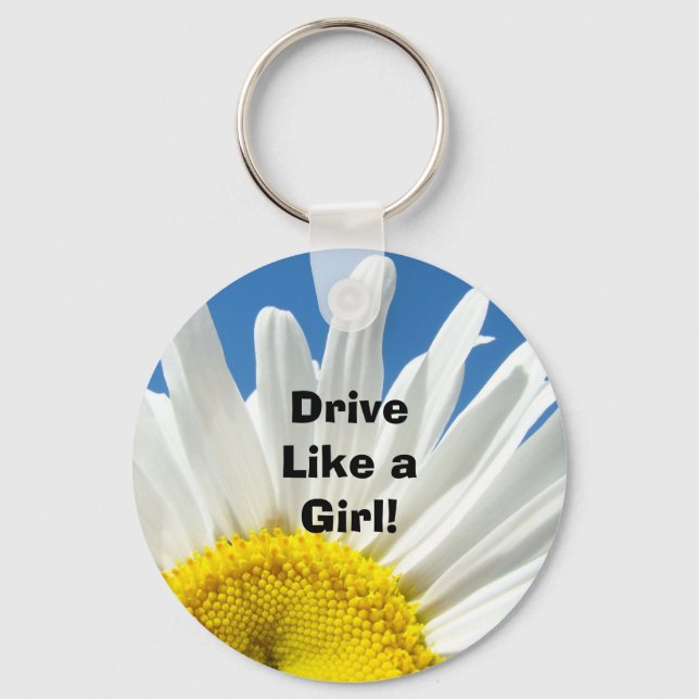 Dirija como uma menina! chaveiro Flor de Margarida (Frente)