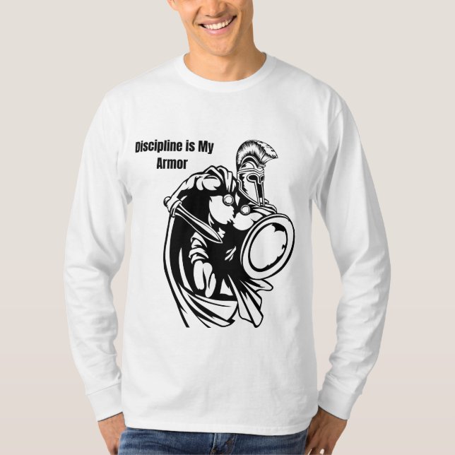 “Disciplina é Minha Armadura” – Camiseta Espada de (Frente)