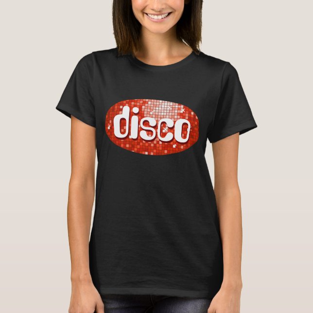 Disco Azulejos Camiseta vermelha 'disco' preto (Frente)