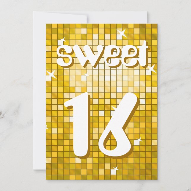 Disco Azulejos "Dourado" Sweet 16 convite amelia t (Frente)