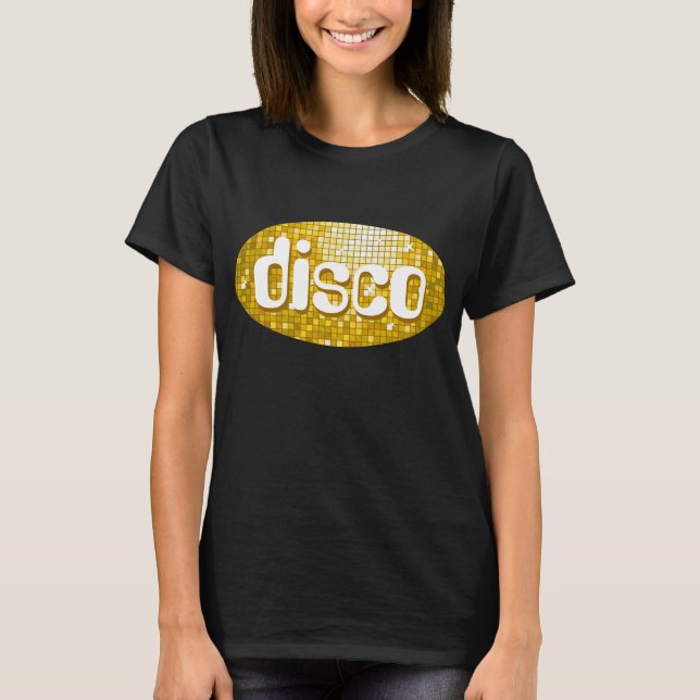Disco Azulejos "Dourado" t-shirt "disco" preto (Frente)