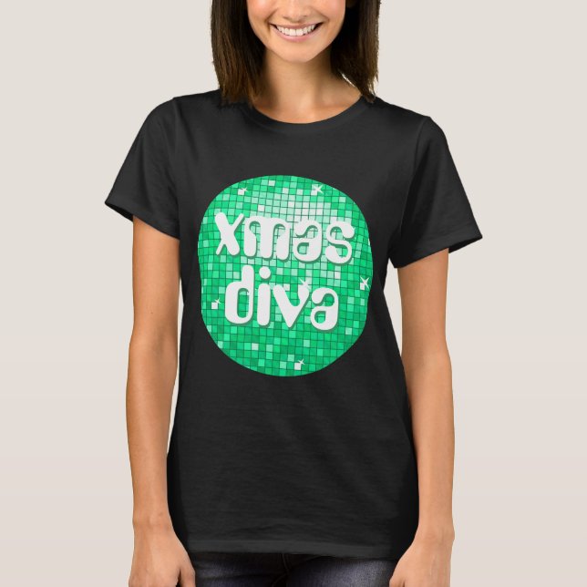 Disco Azulejos Jade 'xmas diva' t-shirt preta (Frente)