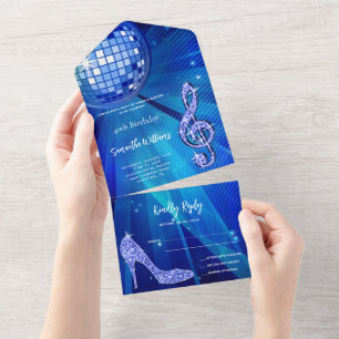 Disco Ball and Heels Blue Birthday
