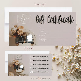 Disco Ball | Boho Flowers | Certificado de present
