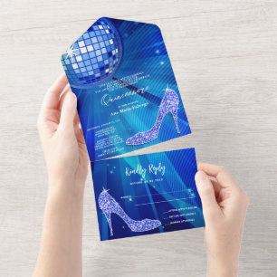 Disco Ball e Heels Blue Quinceañera