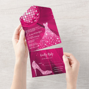 Disco Ball, Stiletto & Ball Gown Pink Quinceañera