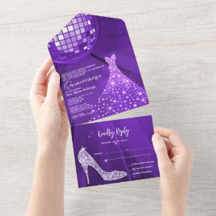 Disco Ball, Stiletto, Ball Gown Purple Quinceañera