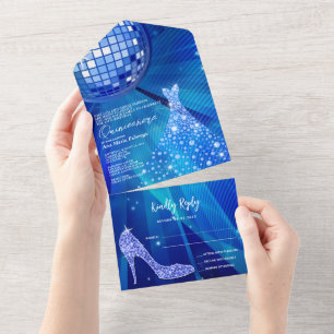 Disco Ball, Stiletto e Ball Gown Blue Quinceañera