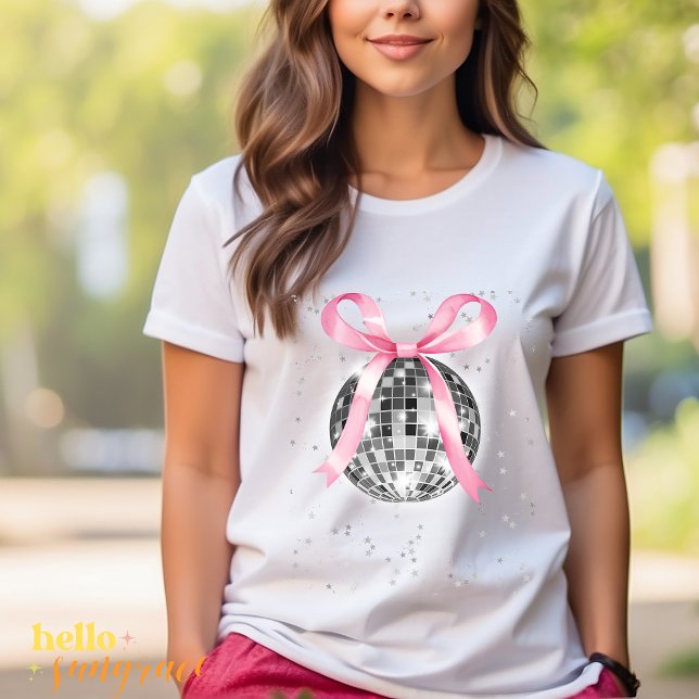 Disco Ball T-shirt with Pink Bow (Criador carregado)