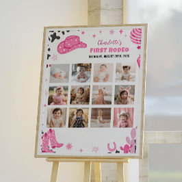 Disco CowGirl Birthday Foto Milestone Poster
