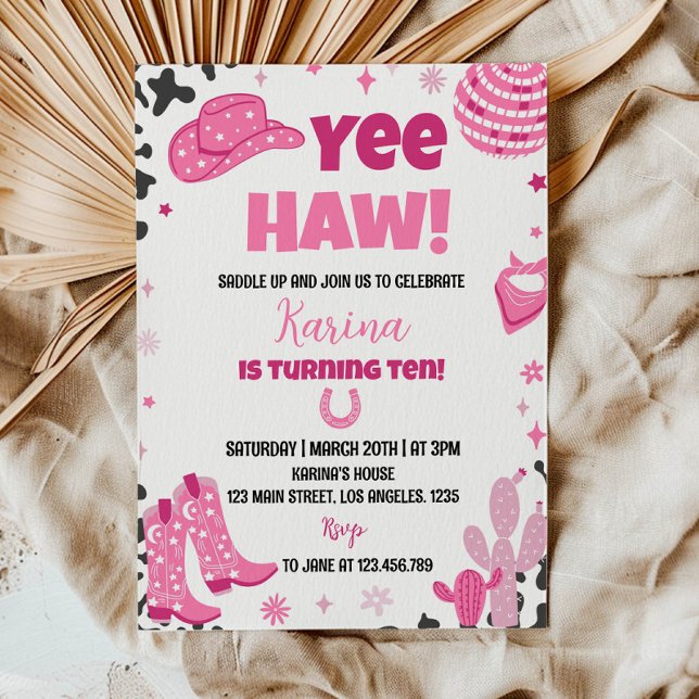 Disco Cowgirl Rodeo Western Birthday Convite (Criador carregado)