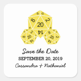 Disco D20 amarelo Salve os adesivos de data