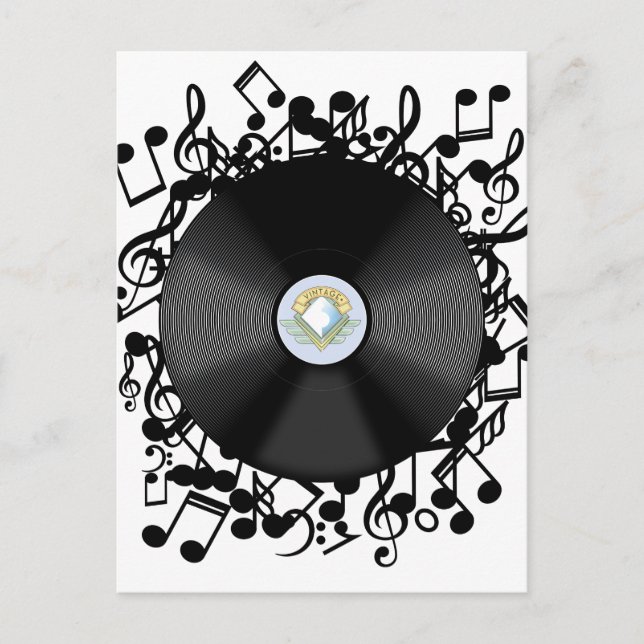 Disco de Vinil Antigo e notas musicais (Frente)