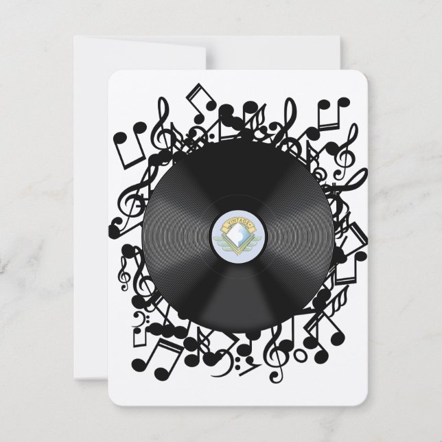 Disco de Vinil Antigo e notas musicais (Frente)