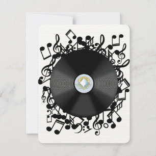 Disco de Vinil Antigo e notas musicais