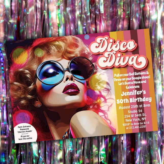 Disco Diva 70s Convite Disco (Criador carregado)