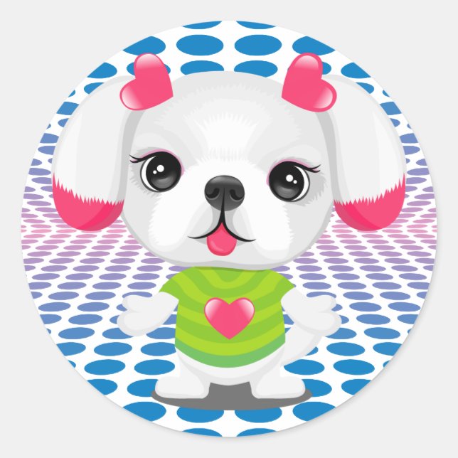 disco shih tzu adesivo redondo (Frente)
