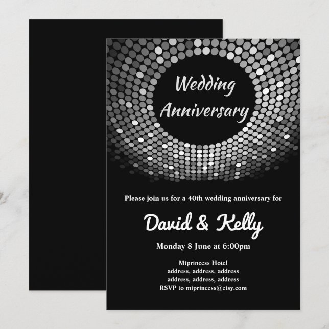 disco, vintage, dança casamento, convite de aniver (Frente/Verso)