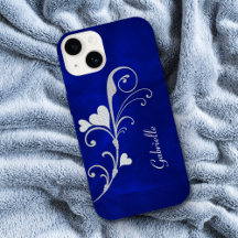 Disparador de espiral do coração prateado em azul