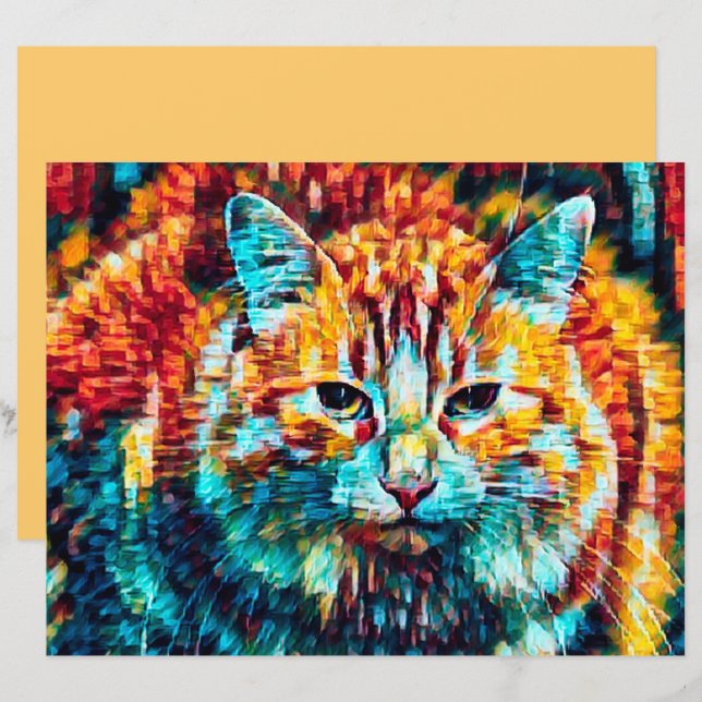 Dissociação de Artes Laranja Coloridas do Cat Hipp (Frente/Verso)