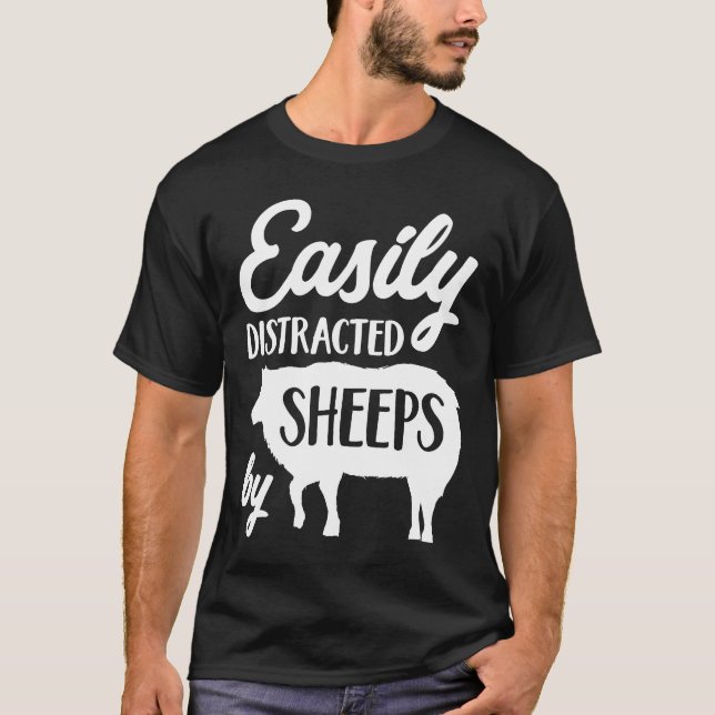 Distraído facilmente pela camisa de ovelha para o  (Frente)
