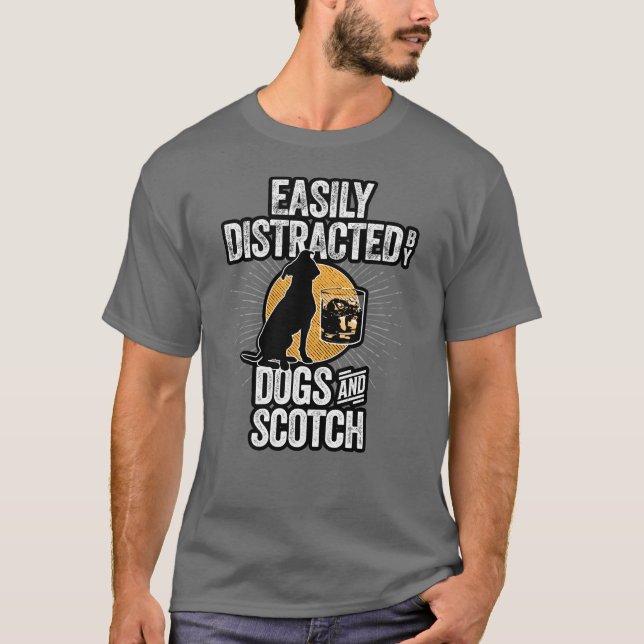 Distraído facilmente por cães e camisetas escocese (Frente)