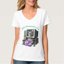 Distraído facilmente por camisetas de gata engraça
