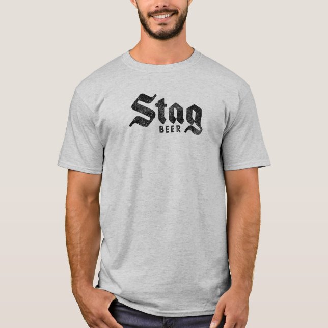 Distressed "Stag Beer" Retro Logo T-Shirt (Frente)