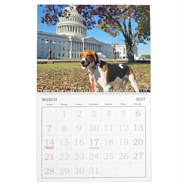 Distrito do cão calendário de 18 meses (Mar 2027)