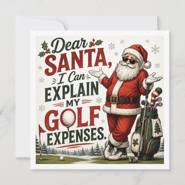 Dito engraçado de Natal de golfe para golfista (Frente)