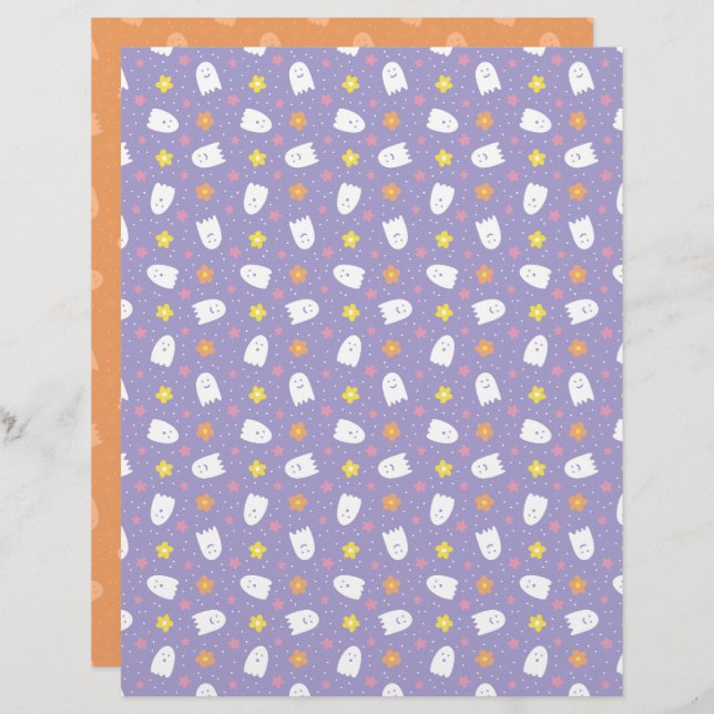 Ditsy Ghosts Scrapbook Paper (Frente/Verso)