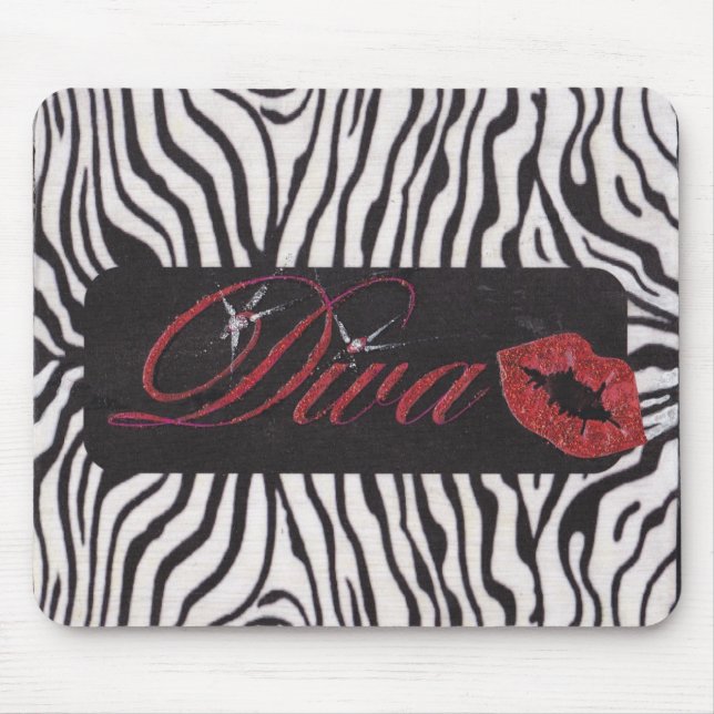 Diva com impressão preto e branco Mousepad da (Frente)