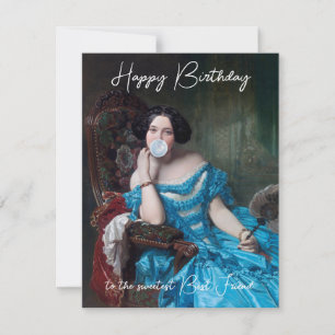 Diva de chiclete em cetim azul Feliz Aniversário