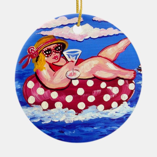 Diva de praia de Chubby com ornamento de Martini (Frente)