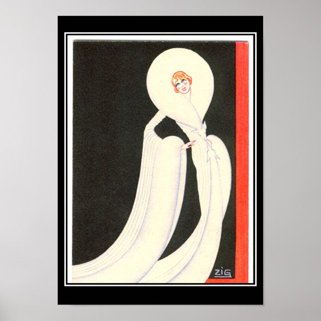 Diva Estrela Art Déco Cartaz de Impressão Vintage (Frente)
