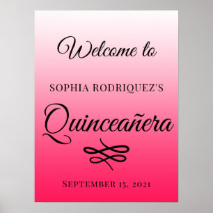 Diva Pink Quinceañera 15 Birthday Poster de Boas-v