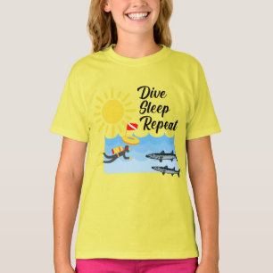 Dive Sleep Repetir Design - Camisa T Básica Para R