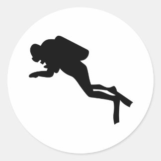 Diver Silhouette - Adesivo redondo