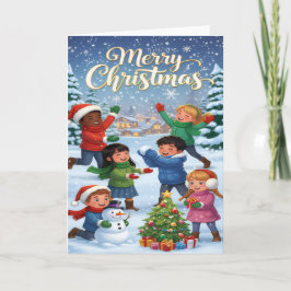 Diversão Alegre de Inverno – Cartão de Natal Alegr
